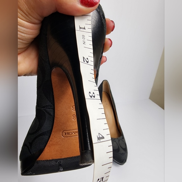 Coach Monogram Pump High Heels Women's Size 8 Black Pointed Toe Stiletto… - Picture 6 of 7
